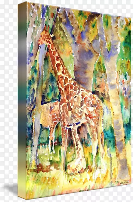 长颈鹿水彩画抽象艺术长颈鹿