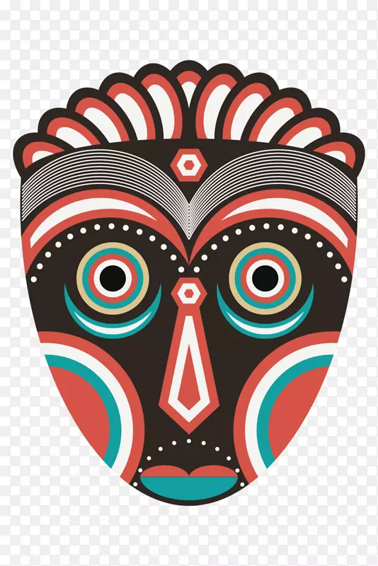 传统非洲面具海报头饰印刷.面具