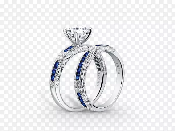 订婚戒指结婚戒指蓝宝石钻石结婚戒指
