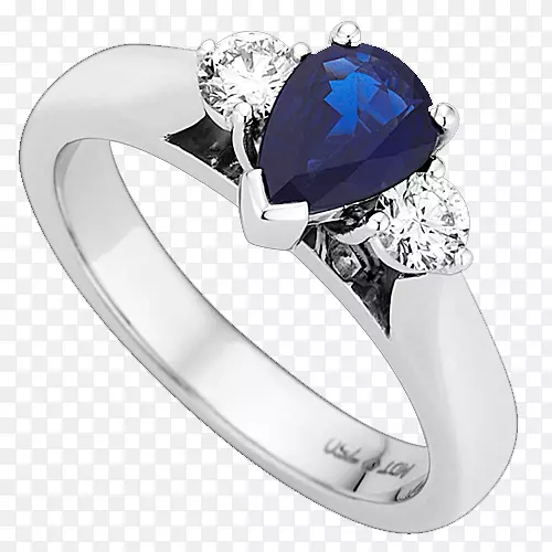 蓝宝石戒指，钻石切割宝石-蓝宝石