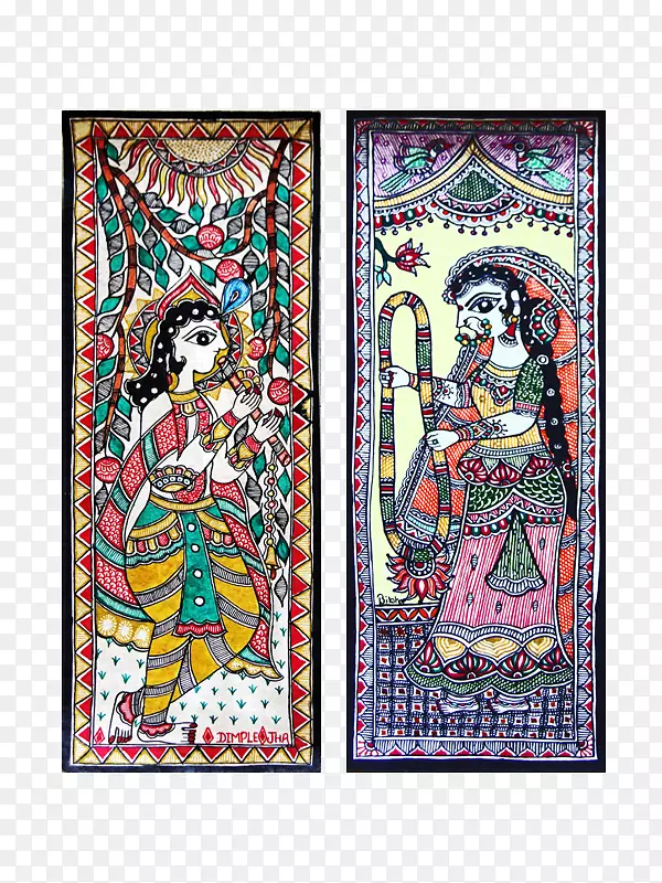 Madhubani艺术Apna CSC Madhubani Ranti彩色玻璃