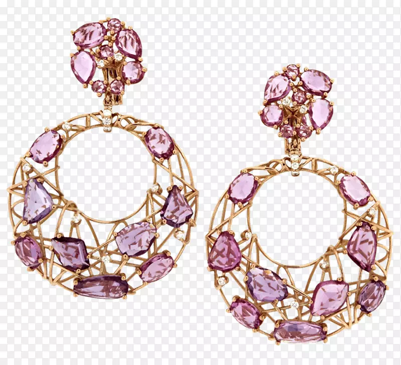 耳环紫水晶珠宝金首饰