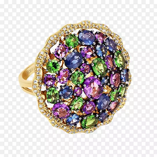 苏拉特宝石紫水晶戒指钻石宝石