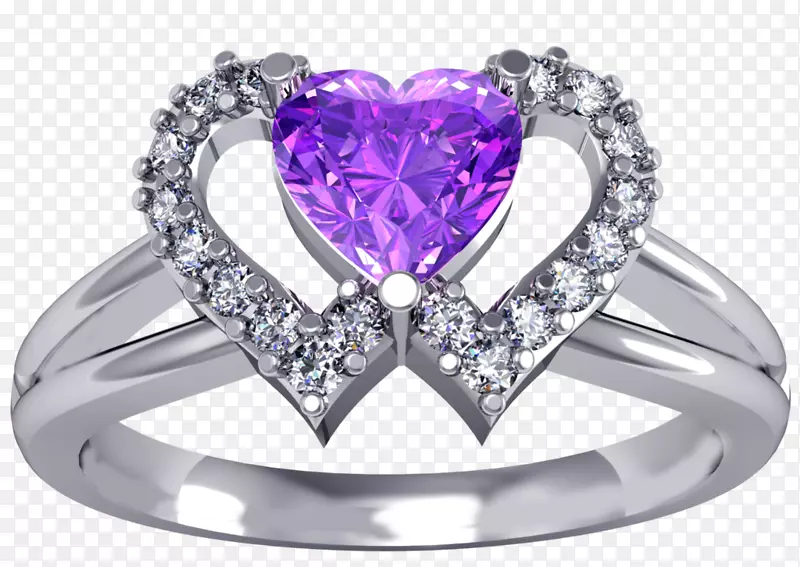 紫水晶戒指宝石体珠宝紫色戒指