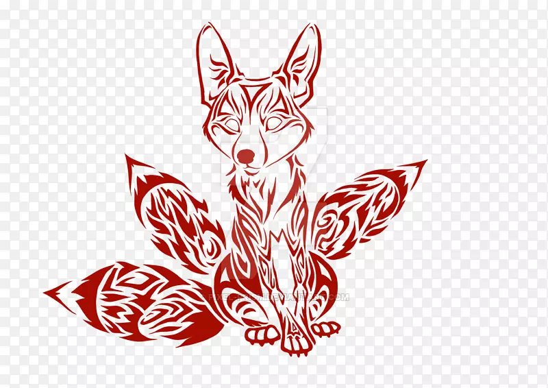 猫科红狐灰狼艺术-狐狸纹身