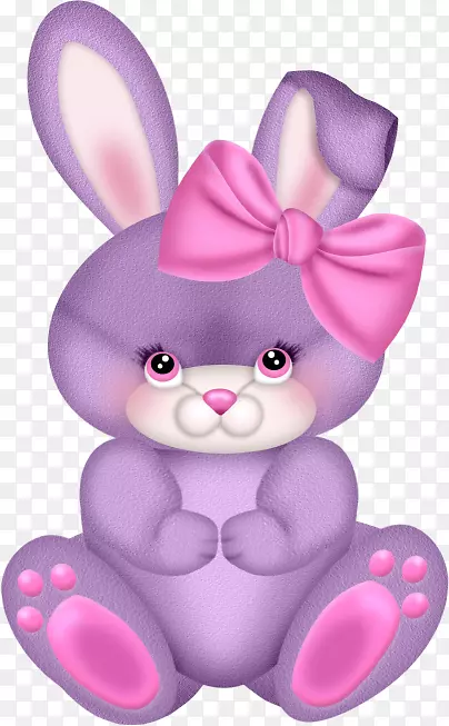 复活节兔子复活节彩蛋剪贴画-美丽的紫色蝴蝶结
