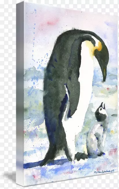 企鹅王水彩画艺术-水彩画小动物