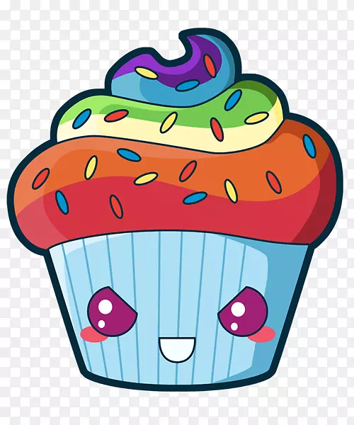 蛋糕糖霜和糖霜彩虹曲奇卡瓦伊蛋糕