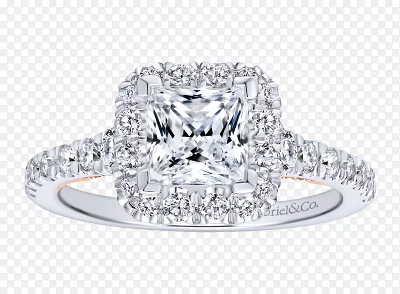 订婚戒指钻石切割公主切割戒指珠宝