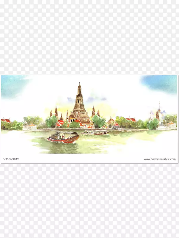 瓦特·阿伦寺泰国艺术水彩画-瓦特·阿伦
