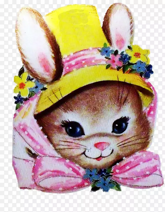 复活节兔子贺卡剪贴画-复活节帽