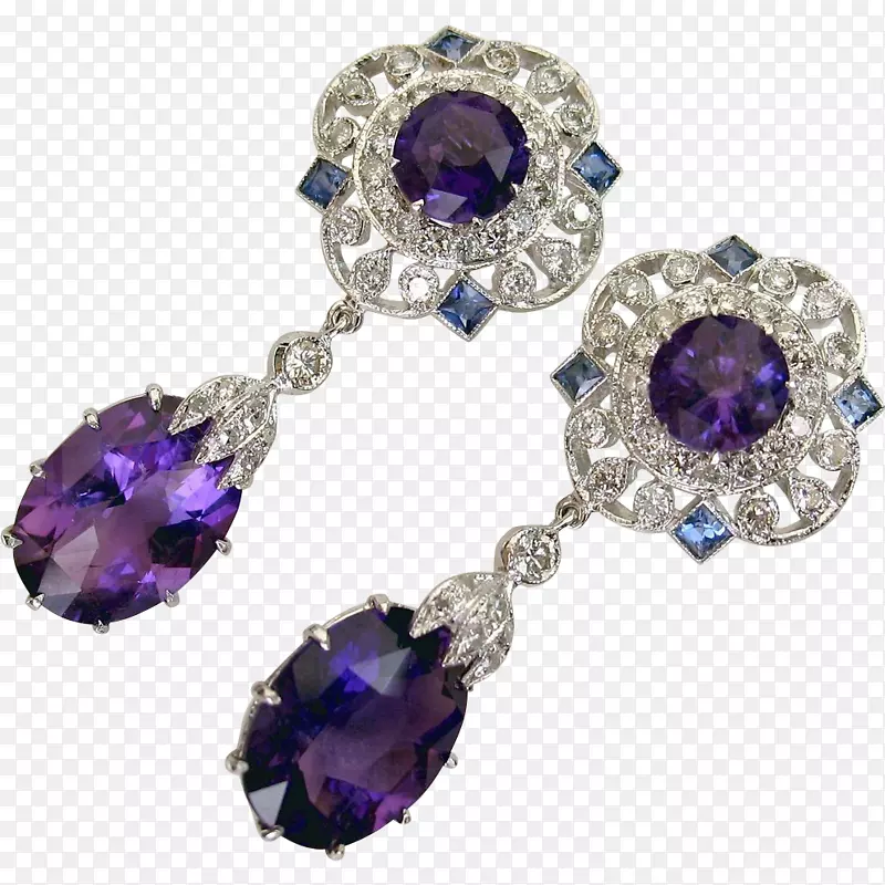 紫水晶耳环体珠宝蓝宝石珠宝