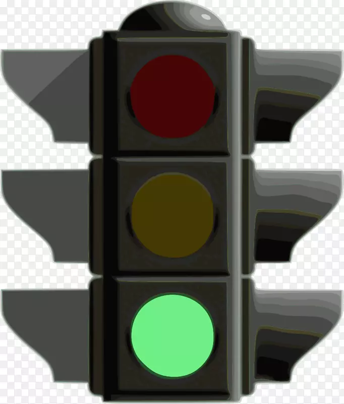 交通灯，汽车，锥形车辆.绿色交通灯