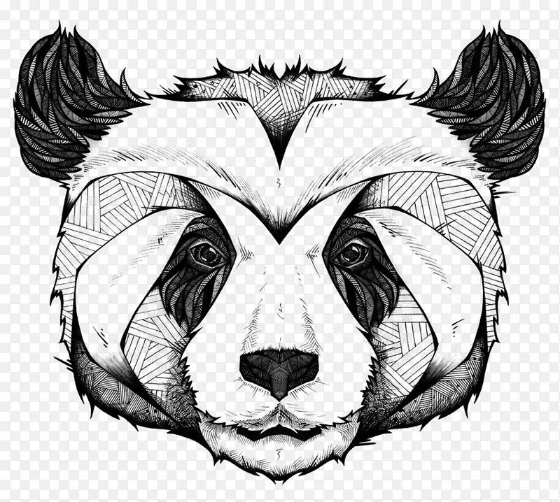 大熊猫画布版画设计