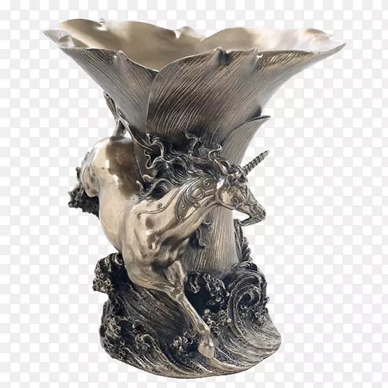 马花瓶独角兽青铜雕像-马