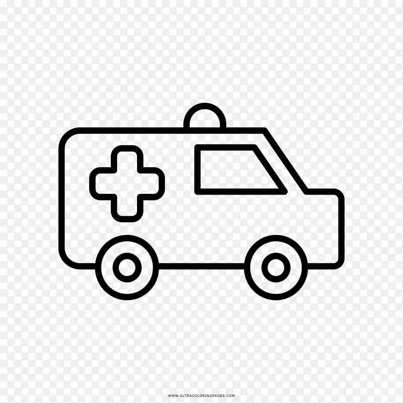 绘制救护车急救医疗服务计算机图标-救护车