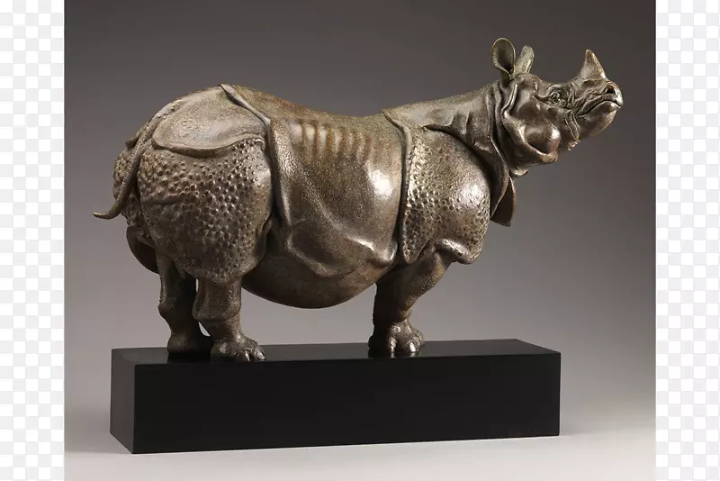 印度犀牛青铜雕像