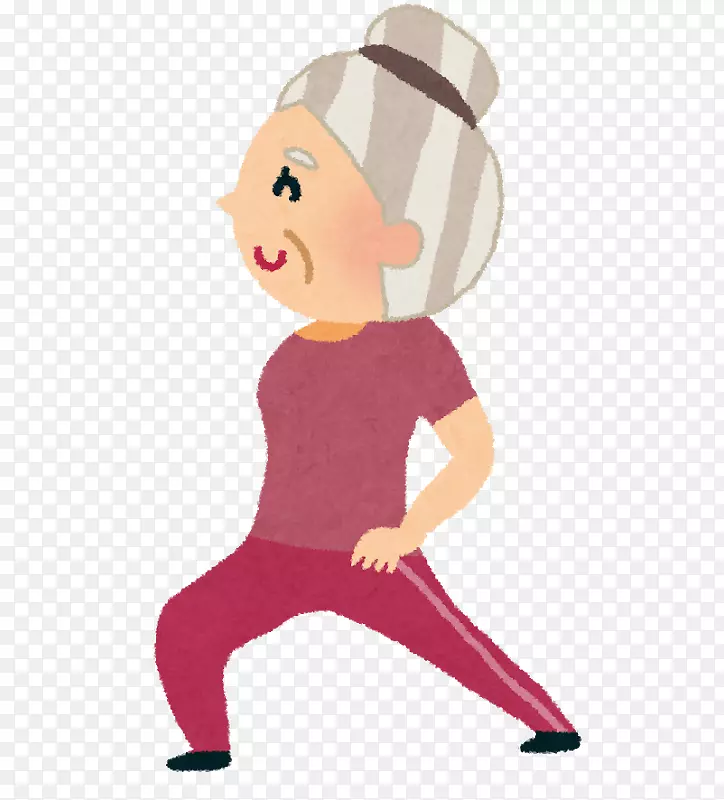 伸展跟腱拉长身体肌肉-老年妇女