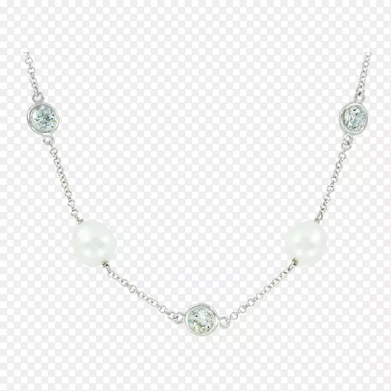 珍珠项链耳环立方氧化锆拉瓦利埃项链