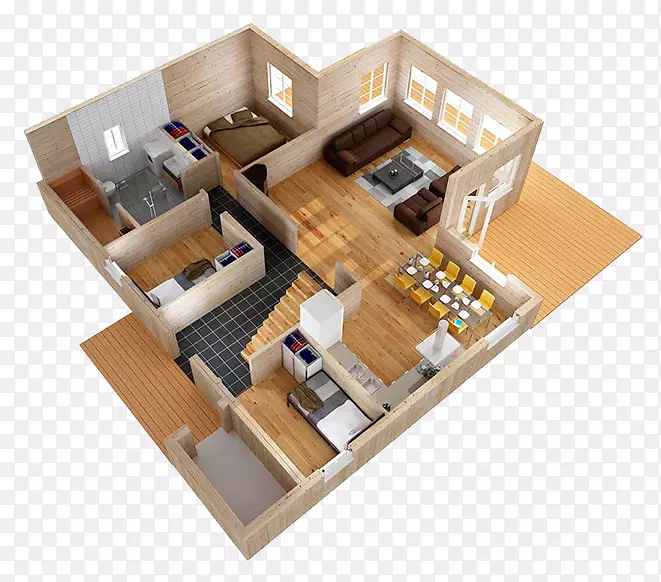公寓、卧室、平面图、房屋-公寓