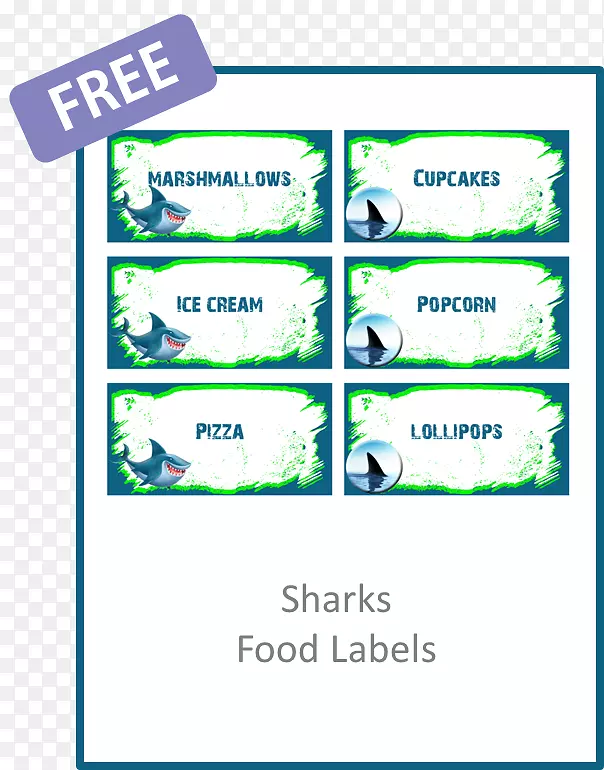 鲨鱼纸标签派对生日-保存日期票