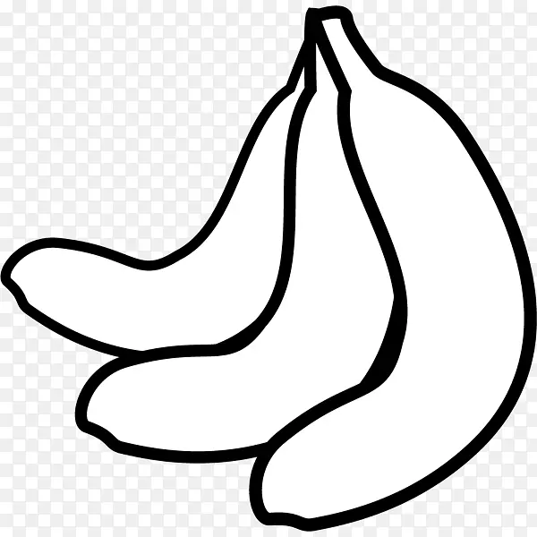 黑白单色画水果香蕉剪贴画-香蕉