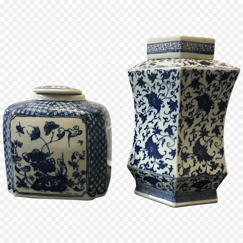 蓝和白陶器花瓶陶器斯塔福德郡陶器花瓶