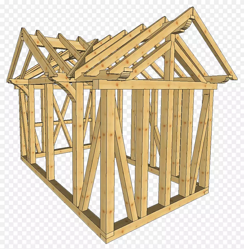 木材框架、门廊、橡木.室外结构