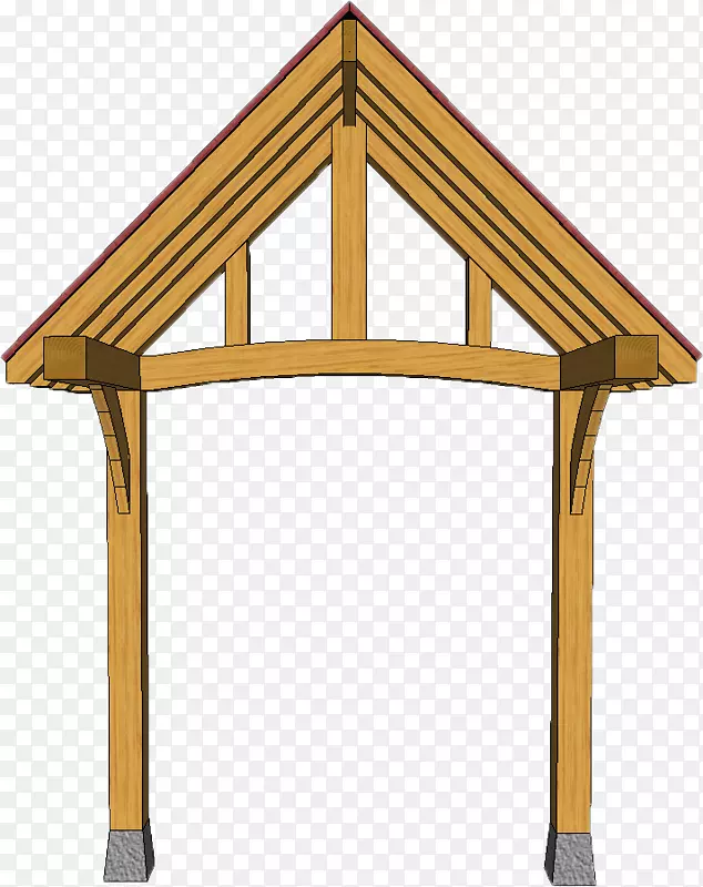 砖墙门廊木结构墙屋面木桁架