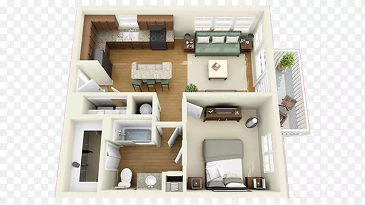 公园、卧室、工作室、公寓、平面图中的爱迪生公寓-公寓