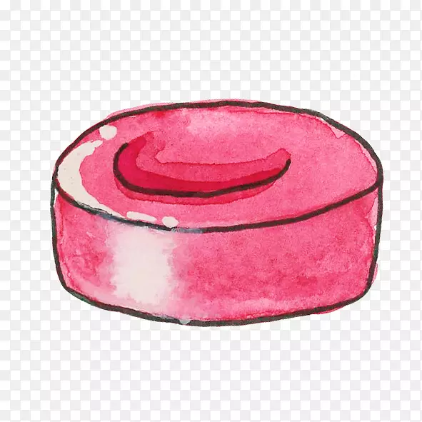 水彩画素描-红色天鹅绒纸杯蛋糕