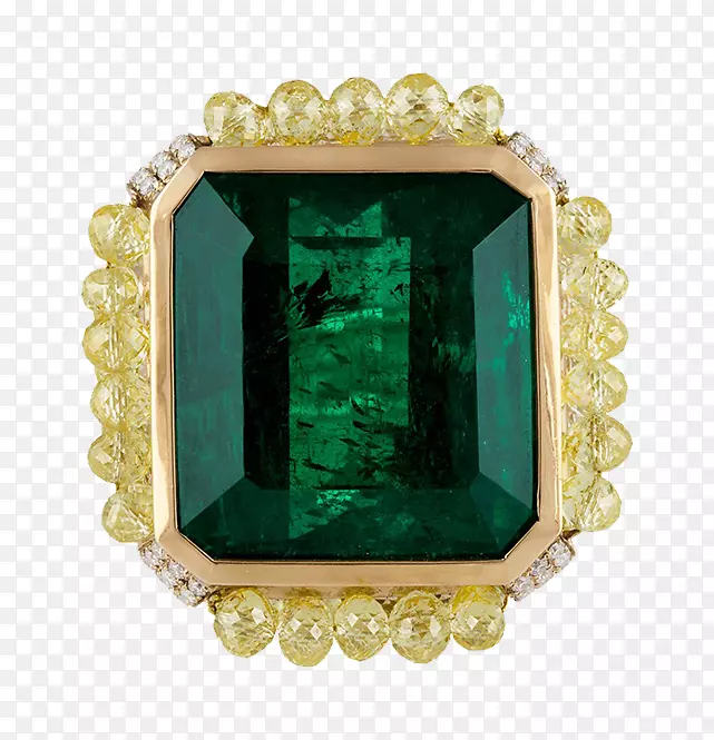 翡翠钻石绿松石戒指赞比亚-祖母绿