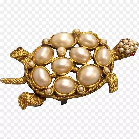 胸针龟池塘海龟身躯珠宝宝石-陈年孔雀