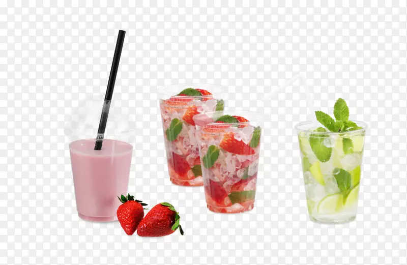 冰沙鸡尾酒装饰草莓汁是GmbH健康奶昔鸡尾酒。