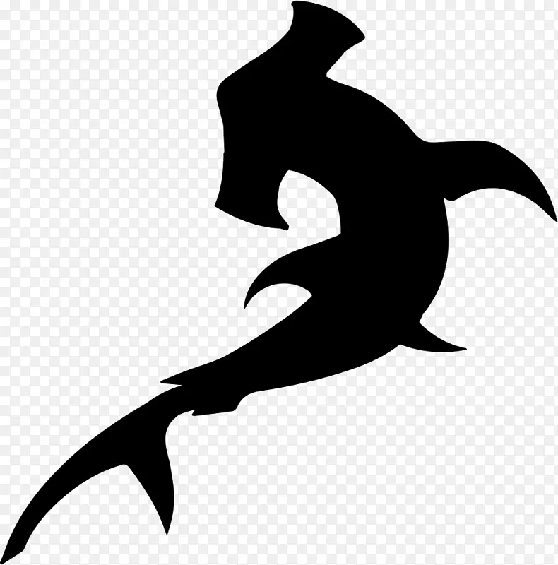 锤头鲨剪影扇形锤头鲨