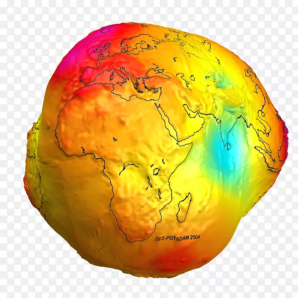 地球半径重力恢复与气候实验地球重力图。
