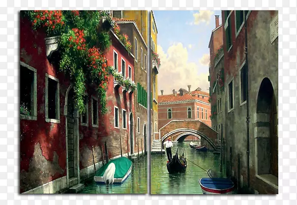威尼斯绘画艺术贡多拉桌面隐喻-绘画