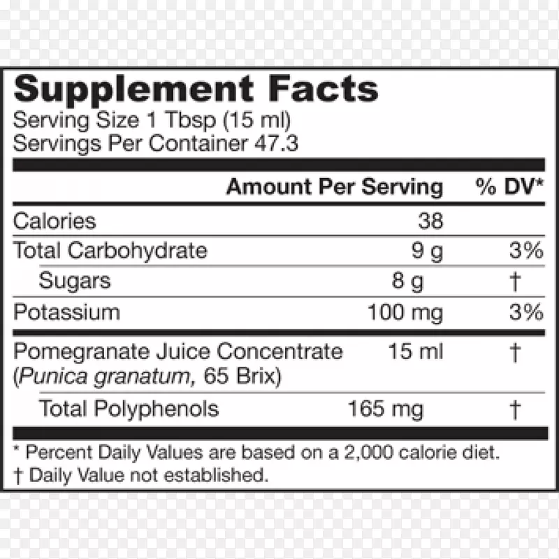 Gummi糖果汽水营养事实标签酮-潘尼卡石榴