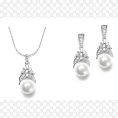珍珠耳环项链立方氧化锆新娘-新娘首饰