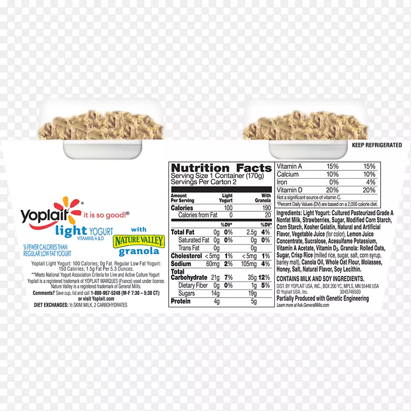 食品Yoplait酸奶营养事实标签麦片-草莓