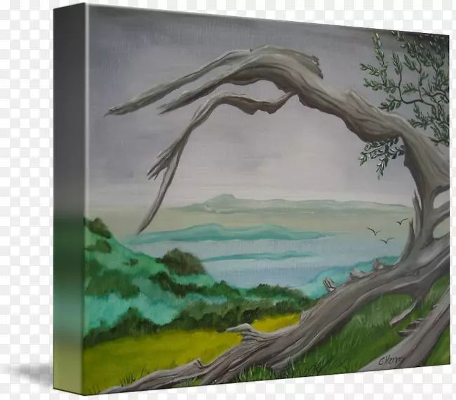 绘画风景画框树木木画
