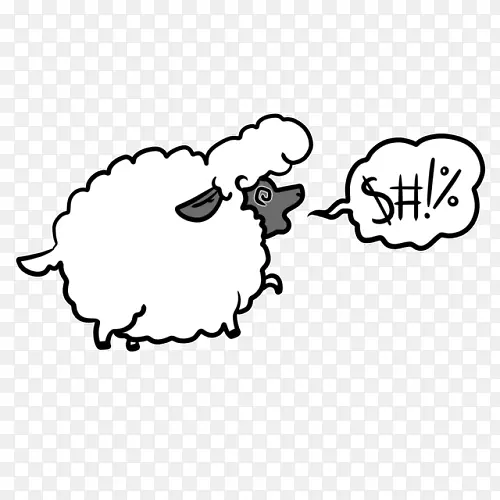 画白色肉食线艺术剪贴画-绵羊