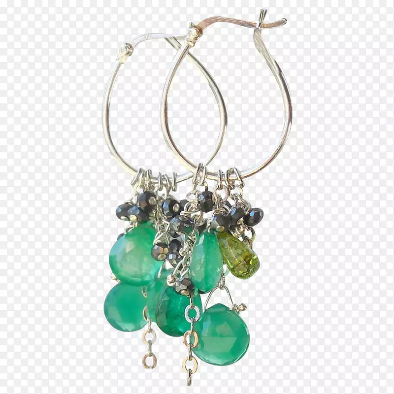 翡翠耳环，绿宝石珠体珠宝.翡翠