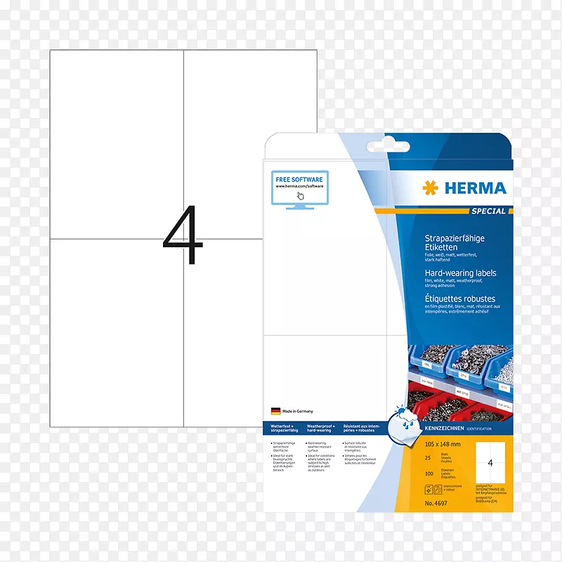 标签标准纸张尺寸Herma毫米