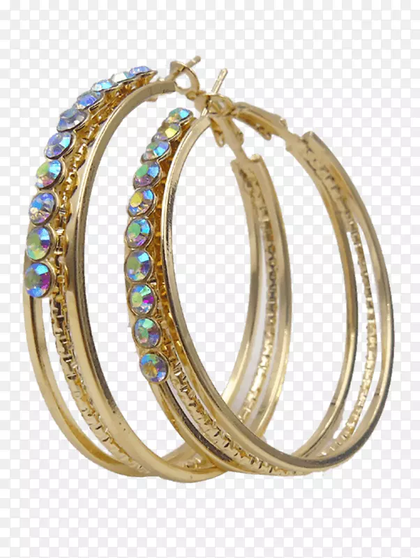 耳环仿宝石和莱茵石合金银妇女-金属箍
