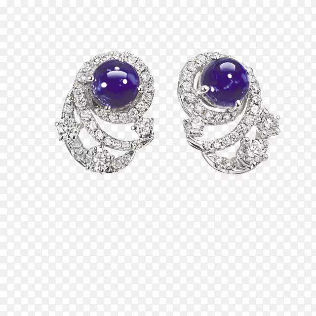 耳环紫水晶蓝宝石银首饰.蓝宝石