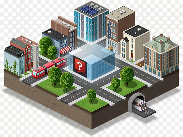 等距投影等距Autodesk 3ds max三维计算机图形.城市插画