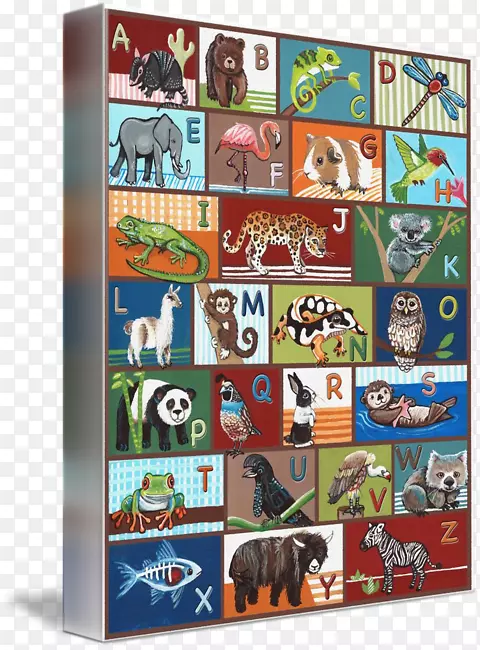 画廊包装字母表帆布拼贴艺术动物字母表
