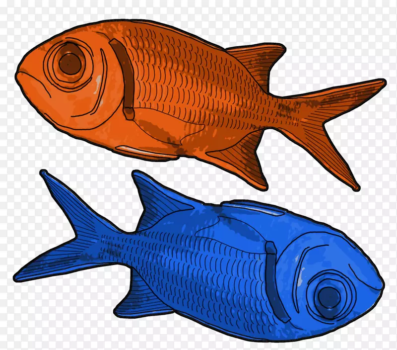 北红笛鲷海洋生物动物剪贴画-橙色鱼类