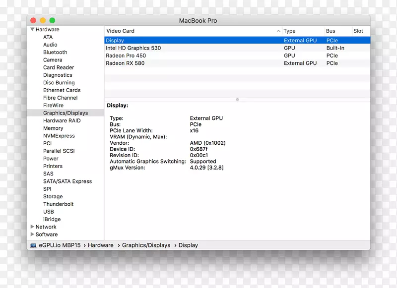 图形卡和视频适配器mac book pro macos图形处理单元-Apple